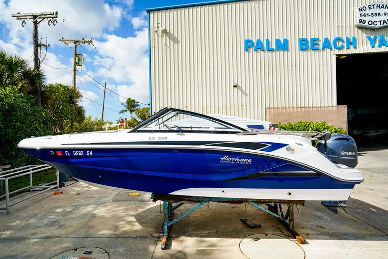 Slide: The Image of 2021 Hurricane SunDeck 235 OB boat at Palm Beach Yacht Center. - 1
