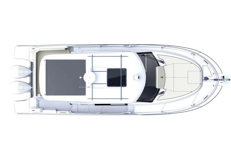 Slide: The Image of Top view of 2025 Beneteau Antares 9 boat layout, showcasing sleek design and spacious deck. - 27