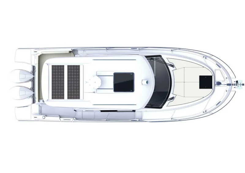 Slide: The Image of Top view of 2025 Beneteau Antares 9 boat layout with solar panels. - 28