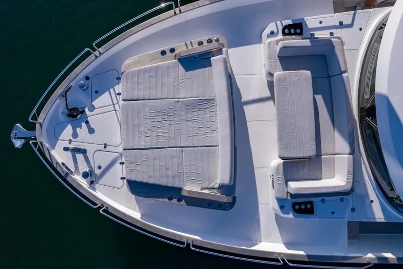 Slide: The Image of Aerial view of 2023 Sirena 68 yacht's spacious sunbathing deck. - 4