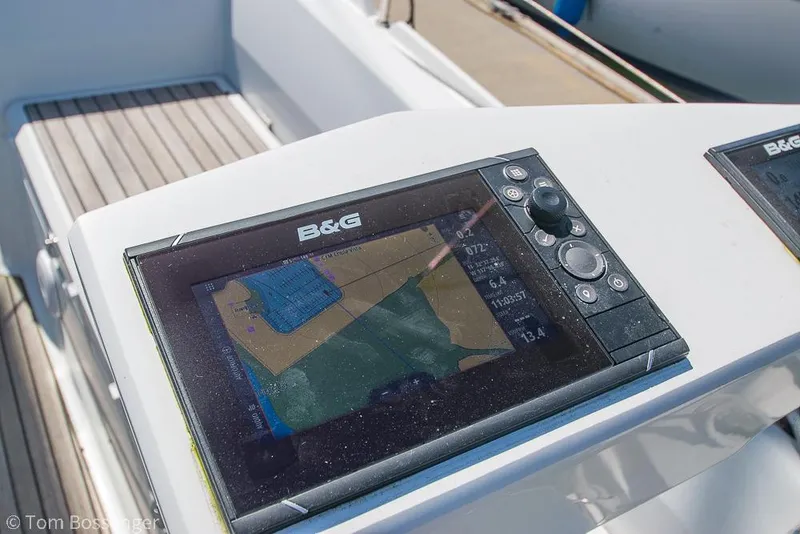 Slide: The Image of B&G navigation system on 2022 Beneteau Oceanis 30.1 yacht, displaying nautical chart. - 29