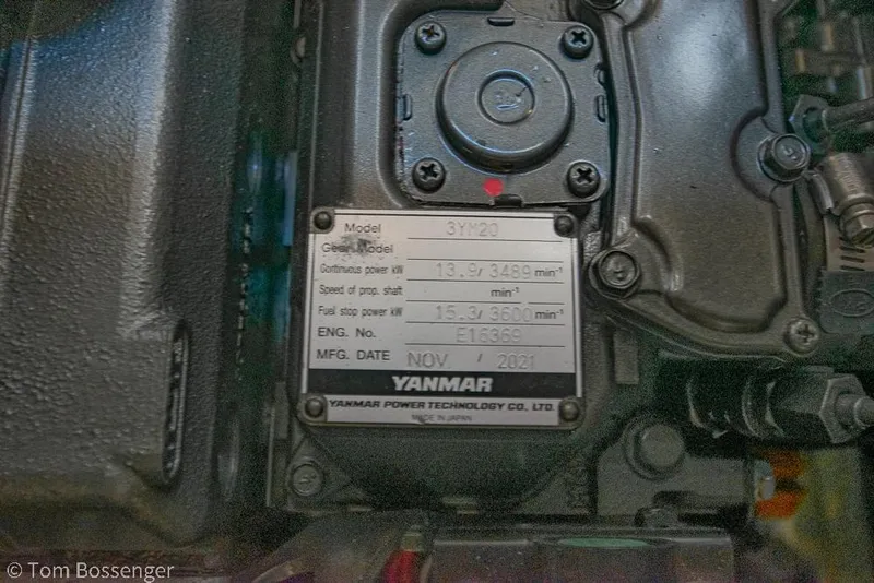 Slide: The Image of Yanmar engine model 3YM20 in a 2022 Beneteau Oceanis 30.1 sailboat. - 45