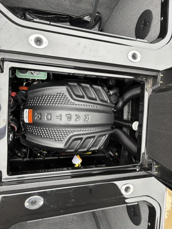 Slide: The Image of 2025 Moomba Max engine compartment with detailed view of the engine components. - 22