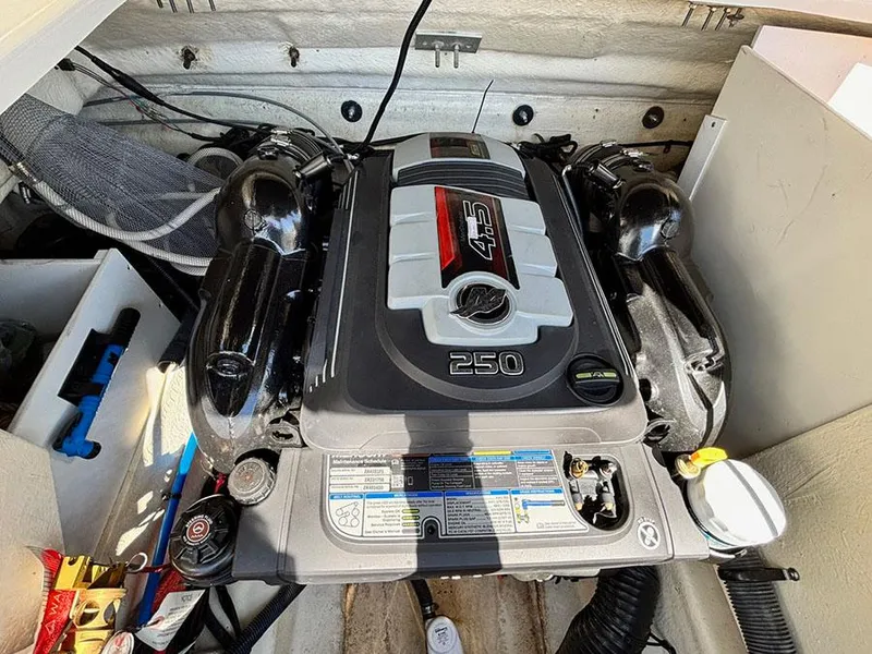 Slide: The Image of Engine compartment of a 2016 Sea Ray 240 Sundeck boat. - 17