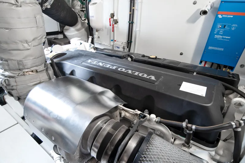 Slide: The Image of Engine room of 2020 Sunseeker 52 Manhattan yacht featuring Volvo Penta engine. - 43