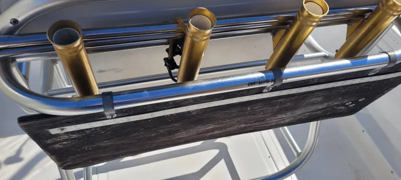 Slide: The Image of Rod holders on a 2001 Angler 22 Center Console boat. - 27