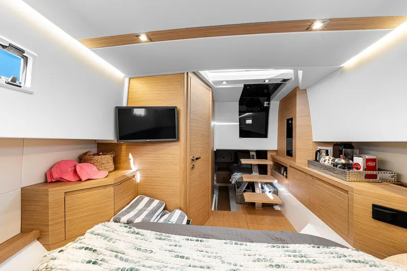 Slide: The Image of Luxurious interior of 2023 Pardo Yachts P38, featuring modern design and cozy amenities. - 24