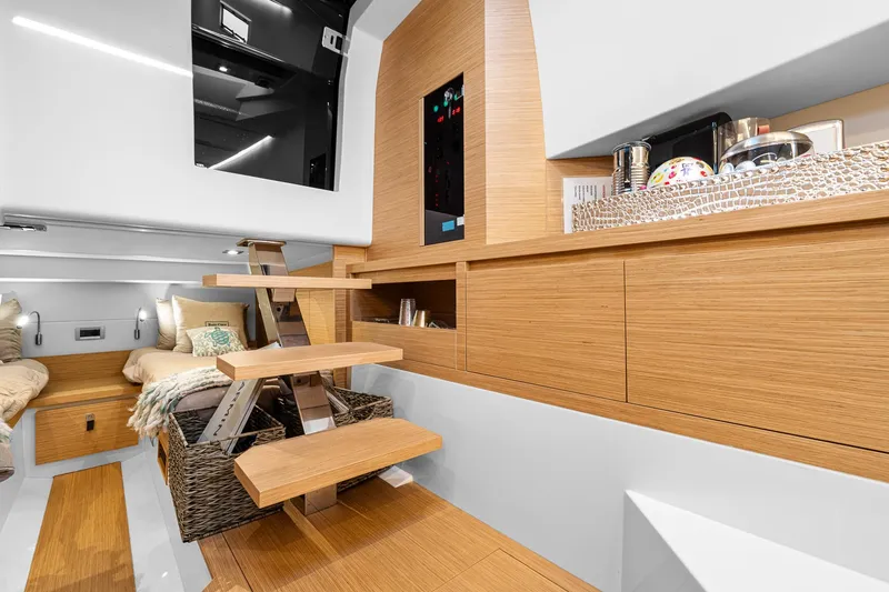 Slide: The Image of Luxurious interior of 2023 Pardo Yachts P38, featuring modern wood finishes and elegant design. - 25