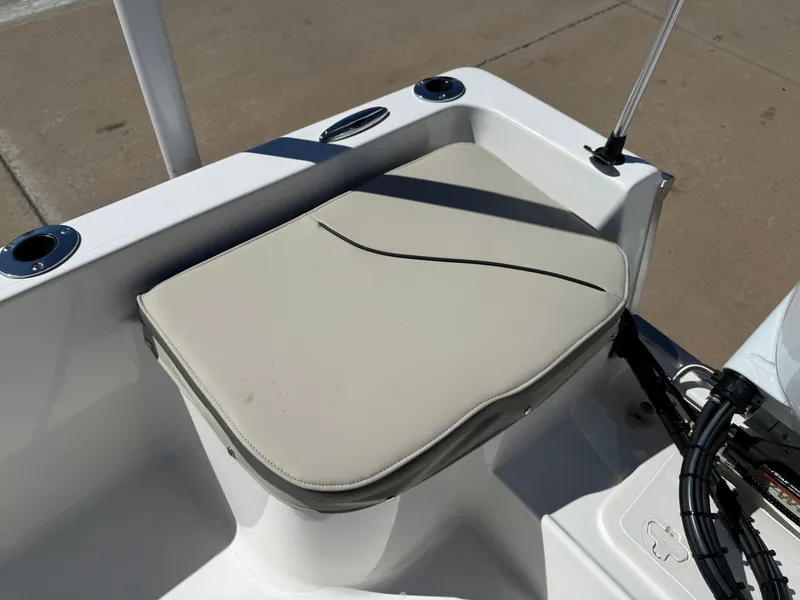 Slide: The Image of 2025 Key West 1720 Center Console boat seat with beige cushion. - 21