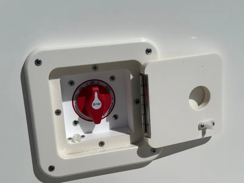 Slide: The Image of Battery switch on a 2025 Key West 1720 Center Console boat. - 31