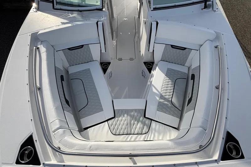 Slide: The Image of 2025 Blackfin 272 DC boat interior with luxurious seating and modern design. - 11