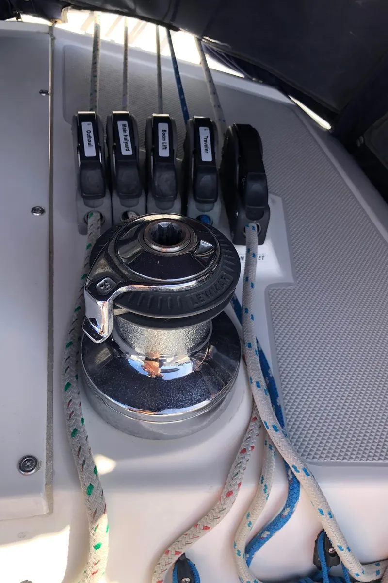 Slide: The Image of Sailboat winch and rope setup on a 2005 Catalina 310 yacht. - 19