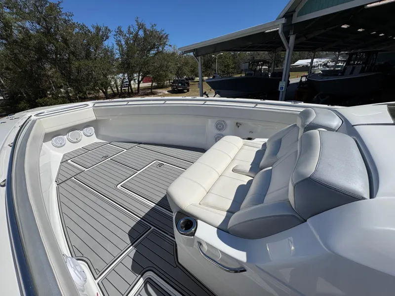 Slide: The Image of 2018 Nor-Tech 452 Super Fish boat with spacious seating and sleek design. - 28