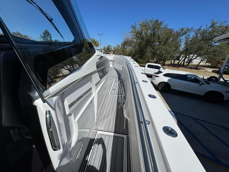 Slide: The Image of 2018 Nor-Tech 452 Super Fish boat deck with sleek design and modern features. - 32