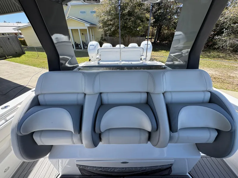 Slide: The Image of 2018 Nor-Tech 452 Super Fish boat interior with luxurious seating. - 38