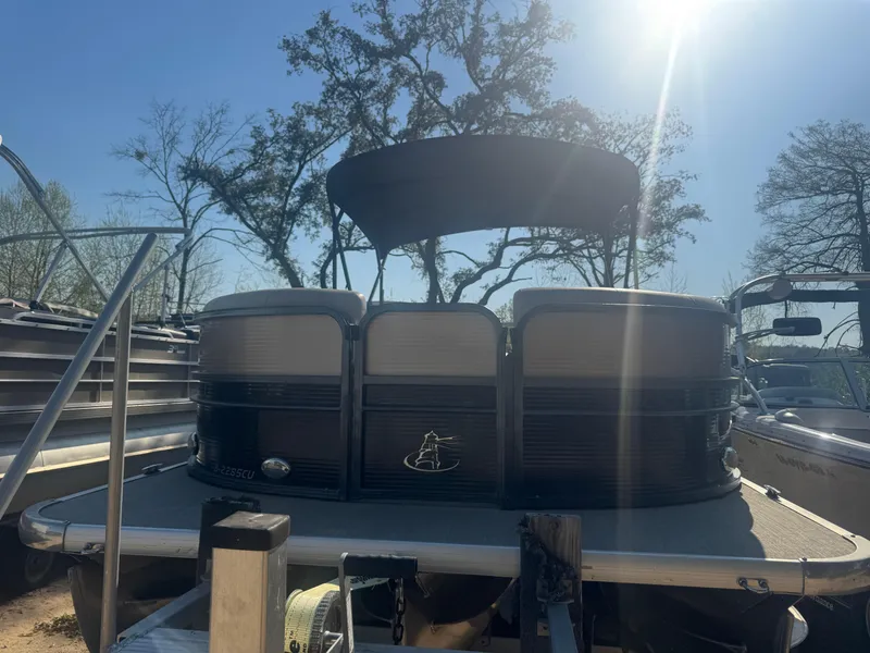 Slide: The Image of 2019 Misty Harbor 2285 Biscayne Bay CE pontoon boat under sunny sky. - 3