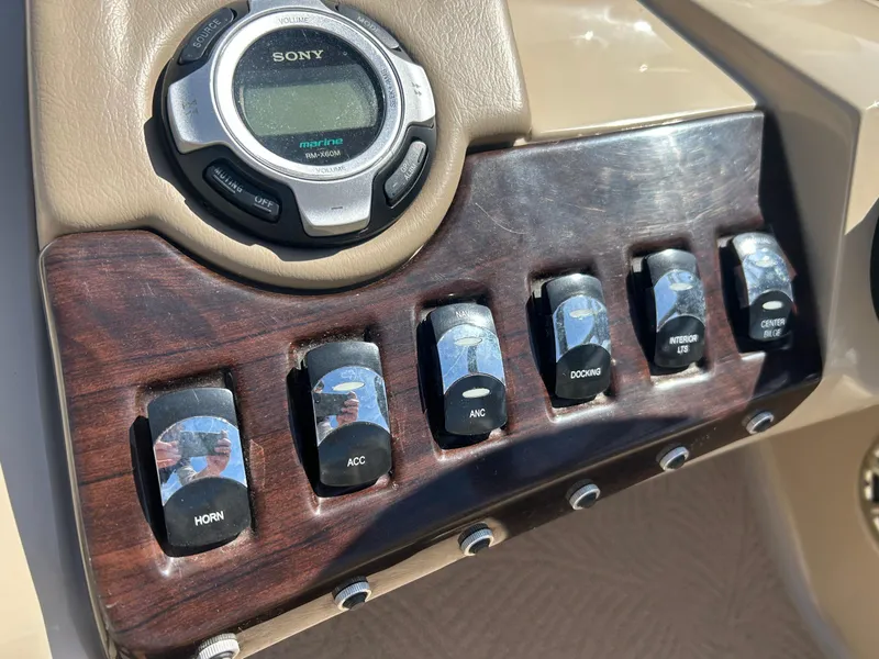 Slide: The Image of Control panel of a 2012 Bennington 2250RCL boat with Sony stereo system. - 5