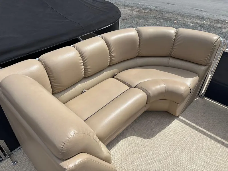 Slide: The Image of Beige leather seating on 2014 Harris Cruiser 220 pontoon boat. - 8