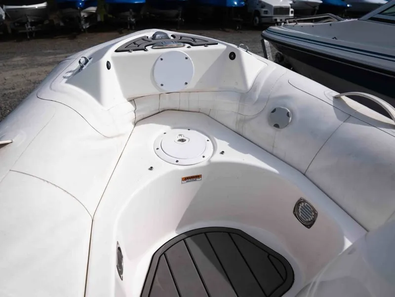 Slide: The Image of Interior view of Zodiac Yachtline 360, 2024 model, featuring white seating area. - 9