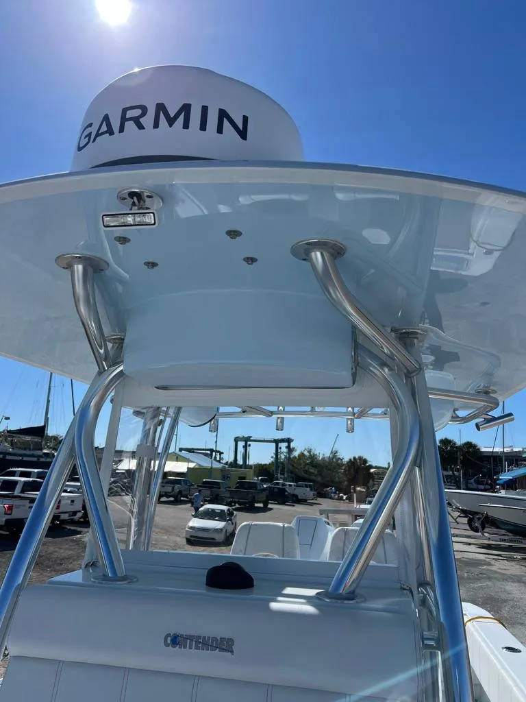 Slide: The Image of 2025 Contender 32 ST boat with Garmin radar, viewed from below. - 11
