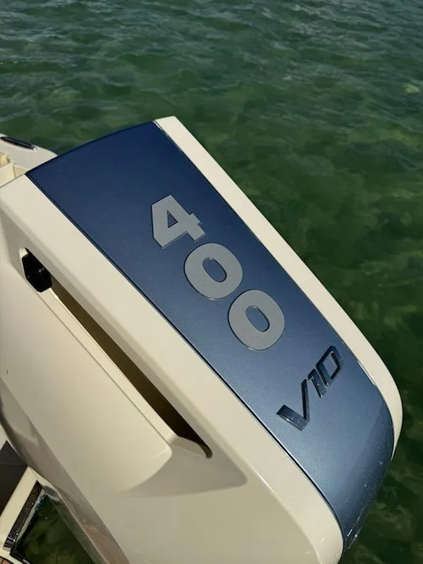 Slide: The Image of 2024 Chris-Craft Catalina 24 boat engine, 400 V10, on clear water. - 48