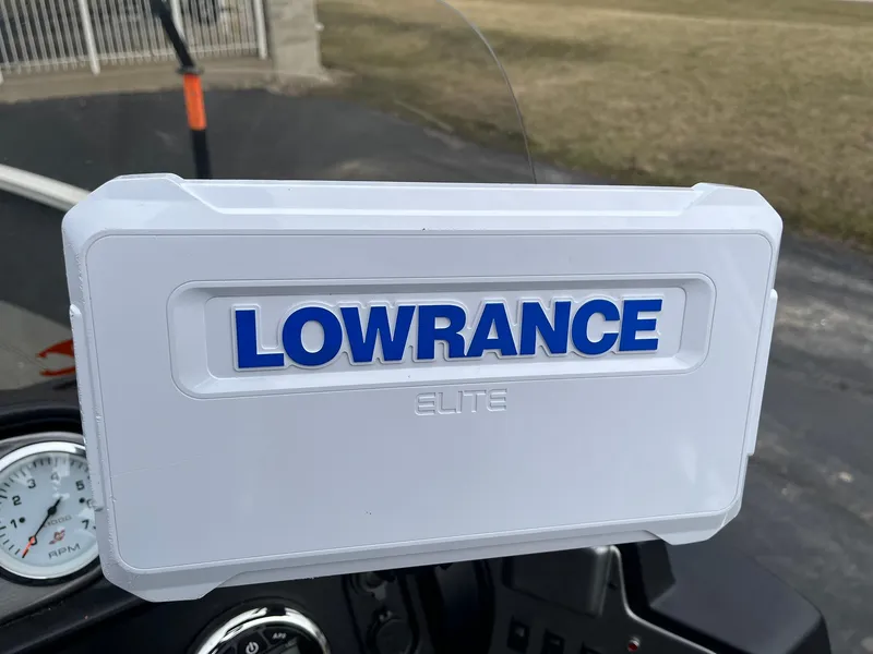 Slide: The Image of Lowrance Elite device on 2023 Lund 1650 Rebel XL SS boat dashboard. - 17