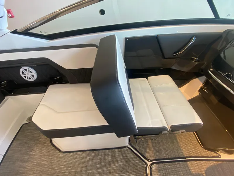 Slide: The Image of 2023 Monterey 298 SUPER SPORT BR interior with sleek seating and modern design. - 22