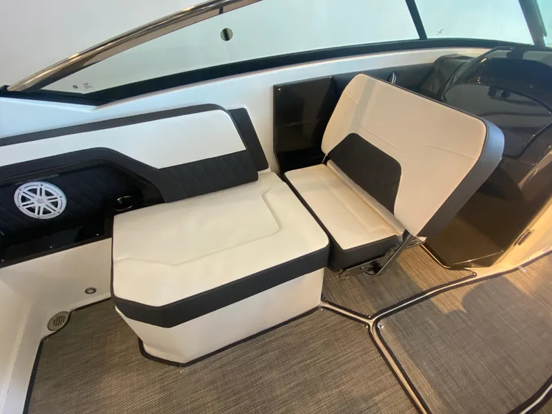 Slide: The Image of 2023 Monterey 298 Super Sport BR interior seating with modern design and premium upholstery. - 23