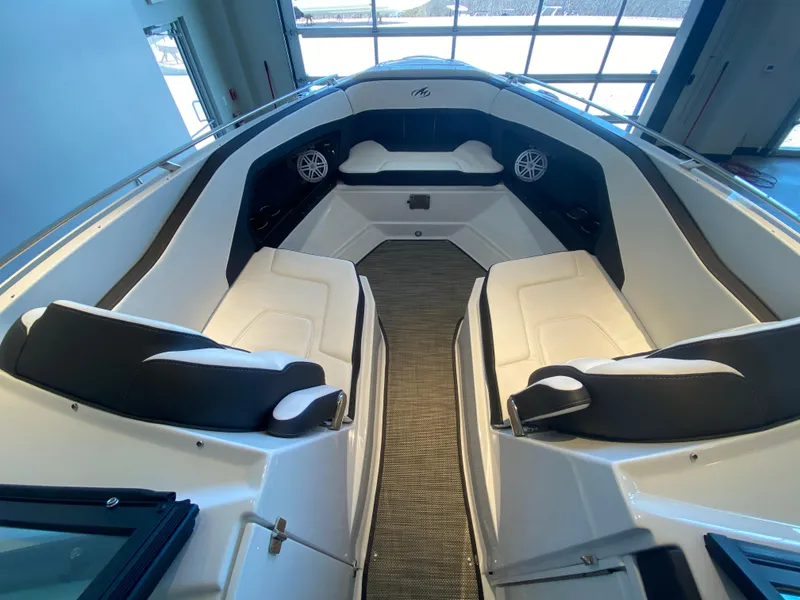 Slide: The Image of 2023 Monterey 298 SUPER SPORT BR interior with sleek seating and modern design. - 40