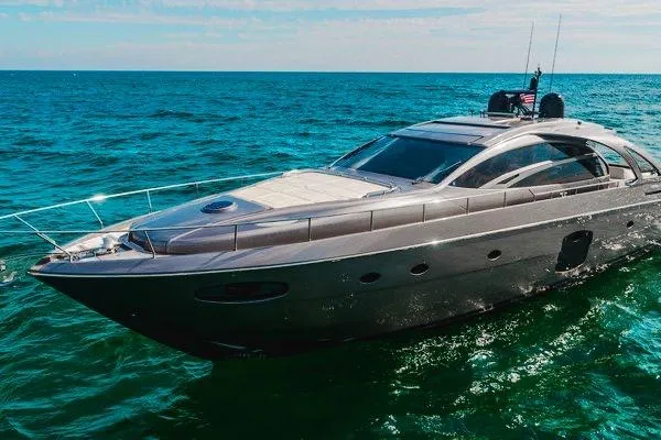 Slide: The Image of Luxury 2015 Pershing 70 yacht cruising on open sea. - 20