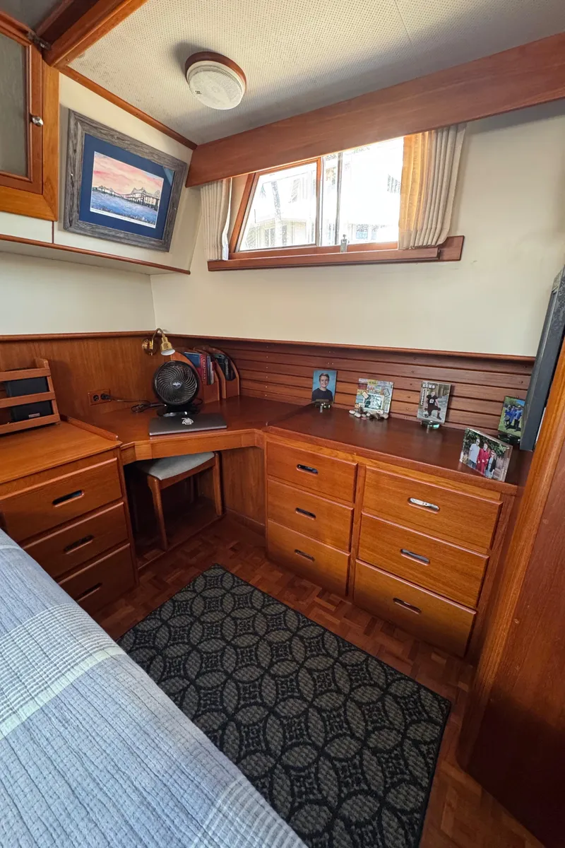 Slide: The Image of Interior of 2000 Grand Banks 42 Classic yacht with wooden furnishings. - 18