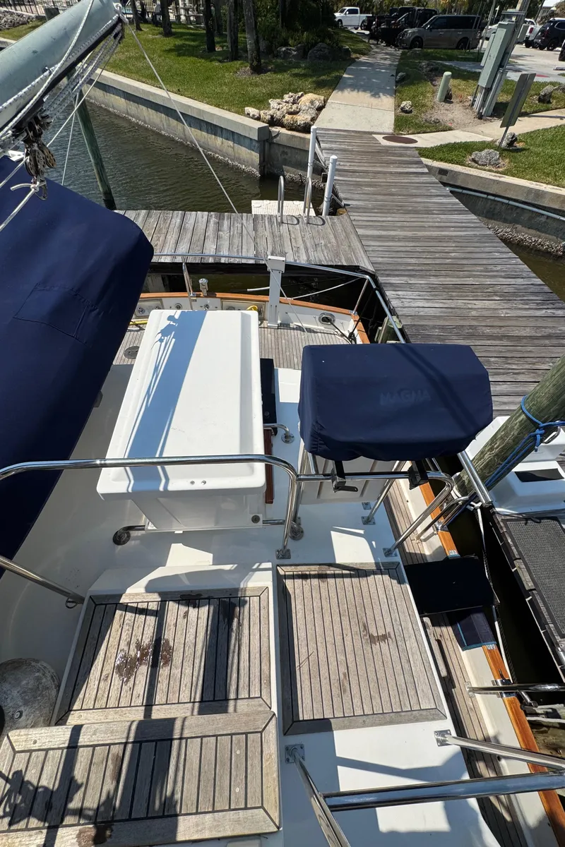 Slide: The Image of Grand Banks 42 Classic yacht docked, 2000 model. - 34