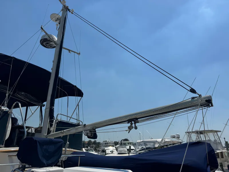 Slide: The Image of Grand Banks 42 Classic 2000 at harbor, blue sky. - 36