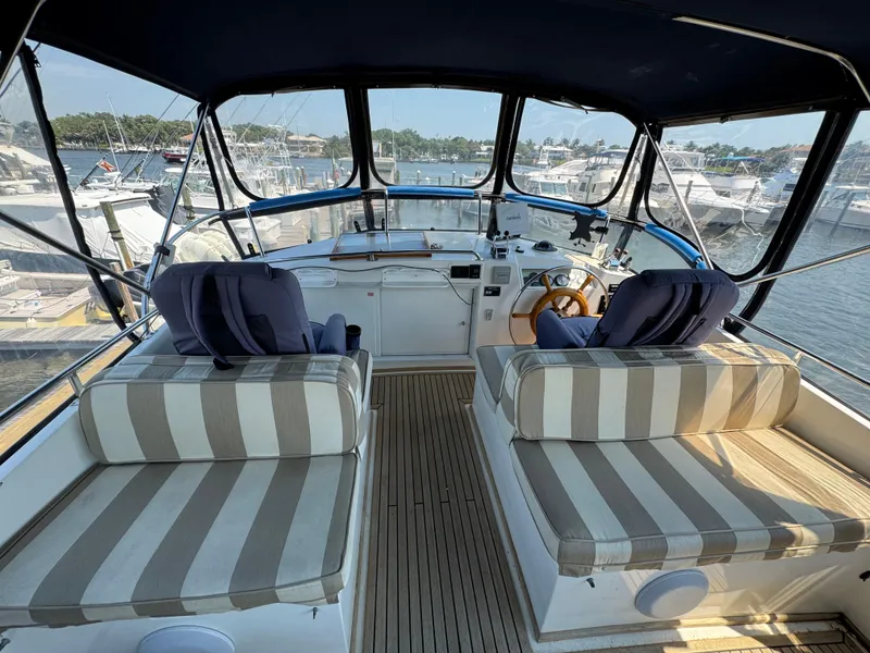 Slide: The Image of Grand Banks 42 Classic 2000, yacht interior with striped seating. - 37
