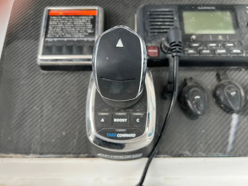 Slide: The Image of Control panel of a 2019 Fountain 39 NX boat with joystick and electronic devices. - 9