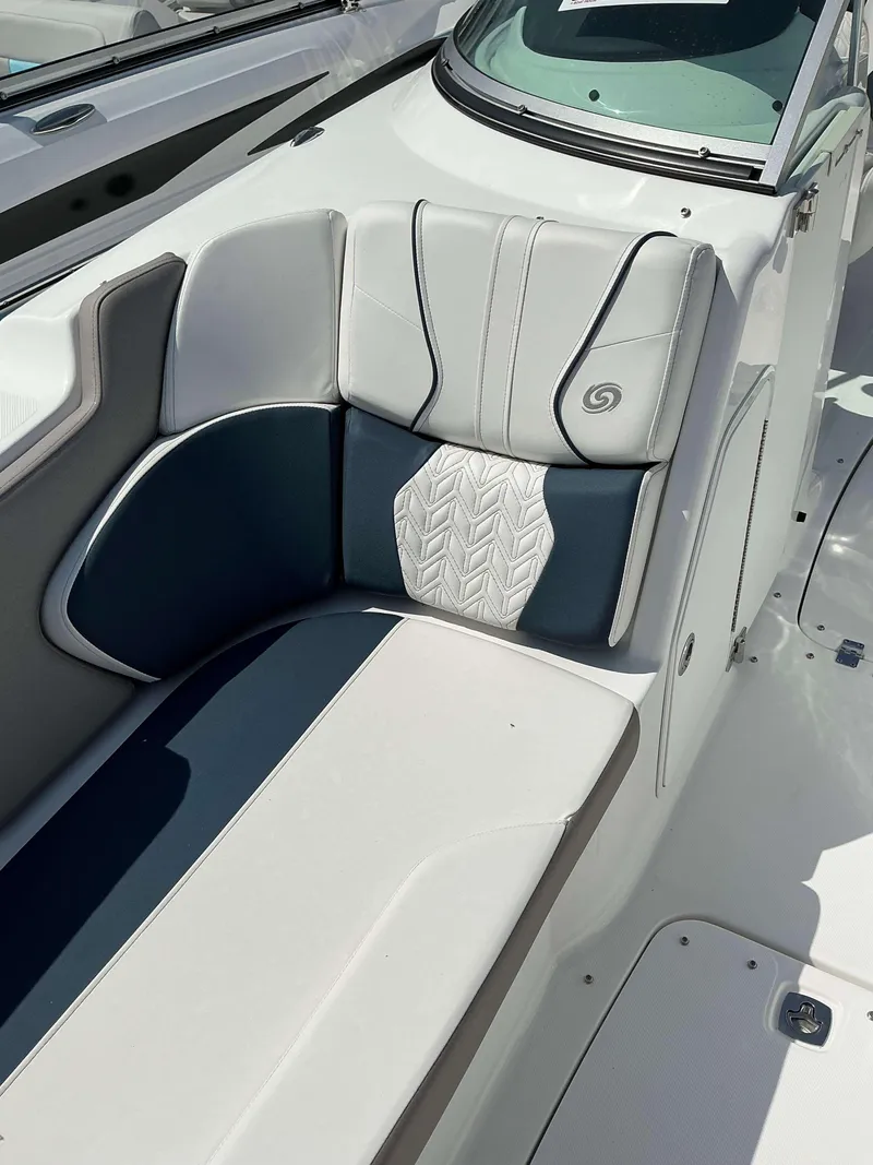 Slide: The Image of 2025 Hurricane 2400 SD boat interior with stylish seating and modern design. - 4