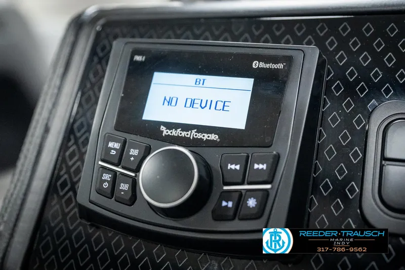 Slide: The Image of Rockford Fosgate Bluetooth stereo system in 2025 Bennington 22 MFB boat dashboard. - 29
