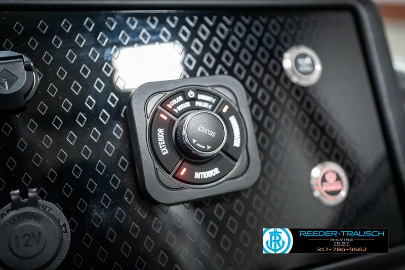 Slide: The Image of Control panel of 2025 Bennington 22 MFB boat with diamond pattern design. - 32