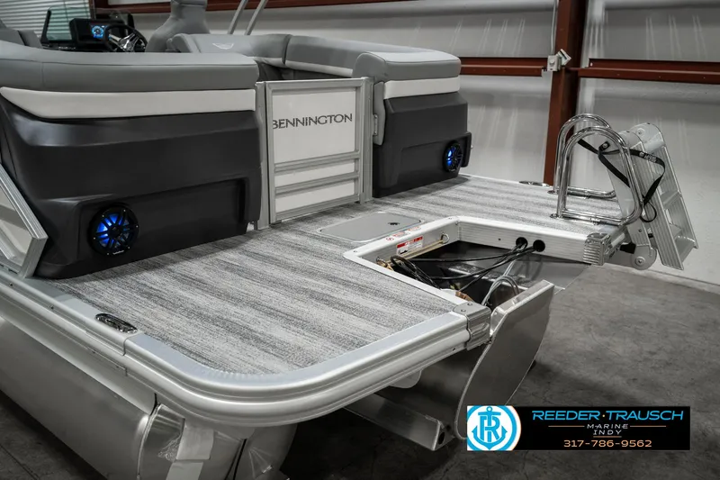 Slide: The Image of 2025 Bennington 22 MFB pontoon boat with sleek design and modern features. - 44