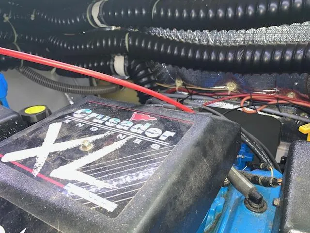 Slide: The Image of Engine compartment of a 1994 Silverton 34 Express with Crusader XL engine. - 24