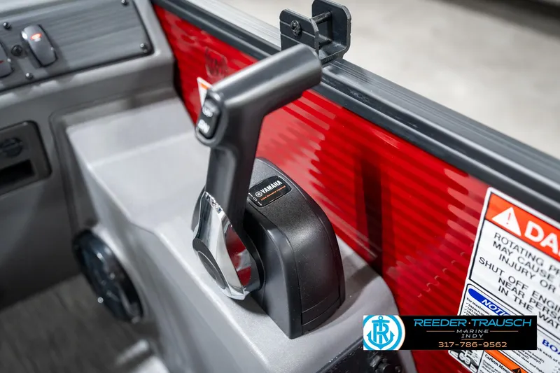 Slide: The Image of Control panel of a 2025 Bennington 22 SSR boat with Yamaha throttle. - 36