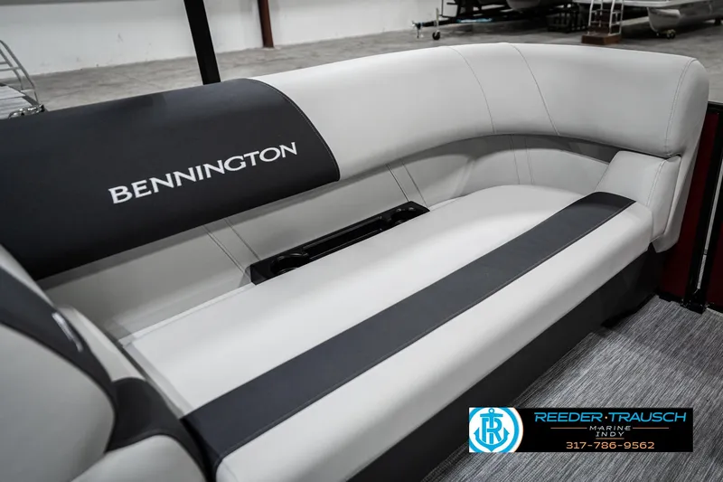 Slide: The Image of 2025 Bennington 22 SSR boat interior with sleek, modern seating design. - 39