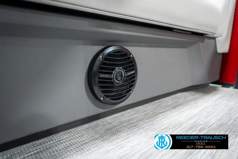 Slide: The Image of Speaker on 2025 Bennington 22 SSR boat interior, featuring modern design and branding. - 42