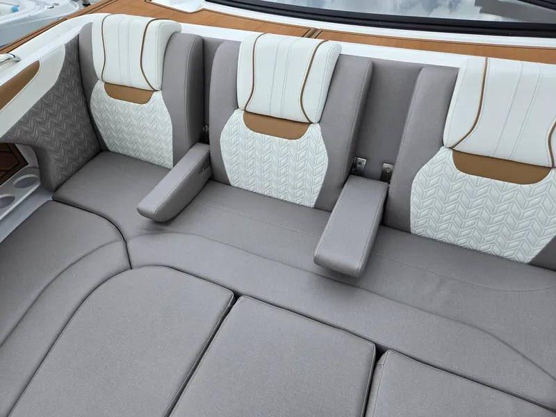 Slide: The Image of 2026 Hurricane SunDeck 3200 OB boat with open cockpit and modern seating. - 42