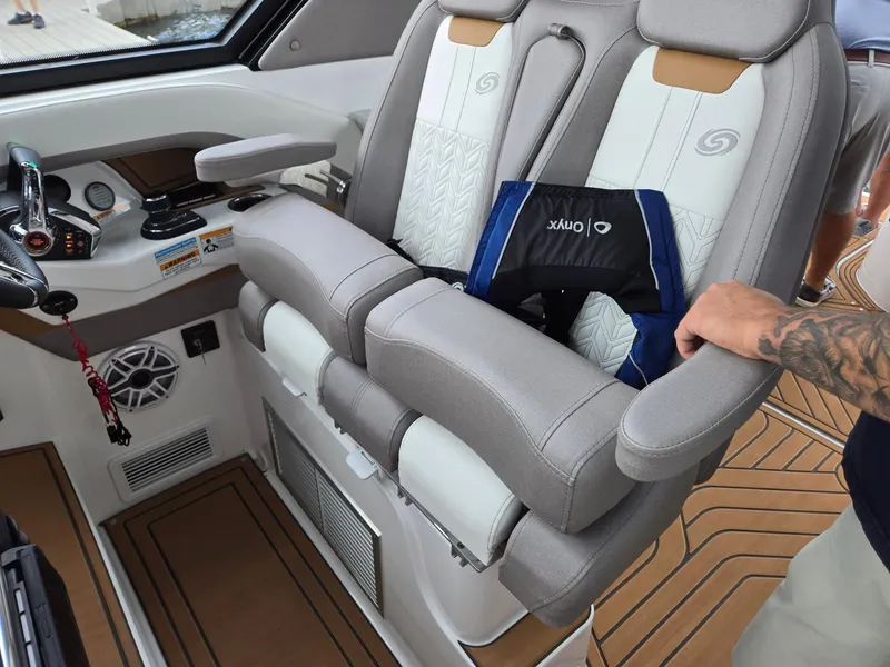 Slide: The Image of Sunroof view from 2026 Hurricane SunDeck 3200 OB, showcasing clear blue sky. - 47