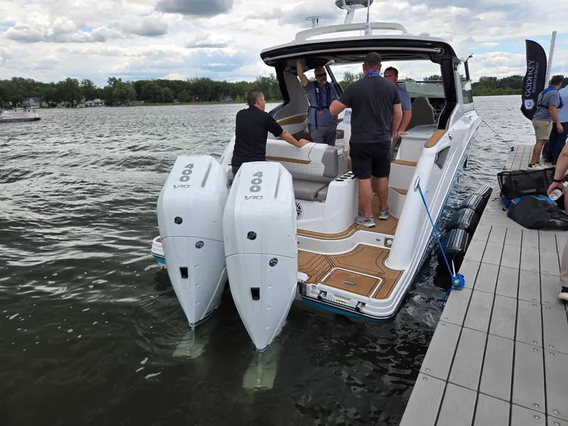 Slide: The Image of 2026 Hurricane SunDeck 3200 OB interior detail with sleek design and modern features. - 48