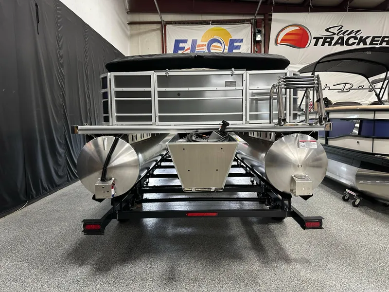 Slide: The Image of 2025 South Bay 222FCR LE pontoon boat on display in showroom. - 7