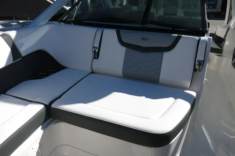 Slide: The Image of 2025 Chaparral 280 OSX Bowrider interior seating with modern design and premium upholstery. - 46