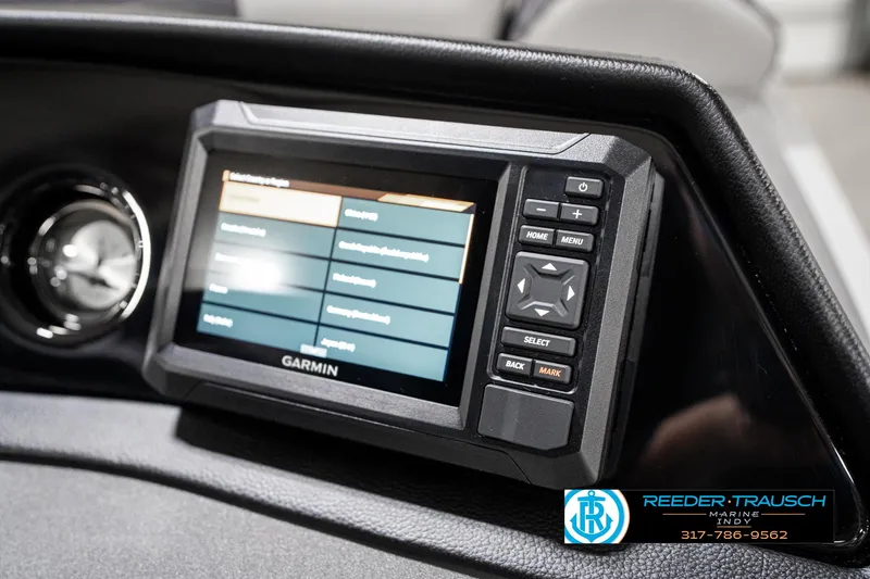 Slide: The Image of Garmin navigation system on 2025 Bennington 22 SSB boat dashboard. - 36