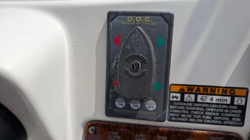 Slide: The Image of Control panel on a 2004 Meridian 408 Motor Yacht with warning label. - 5